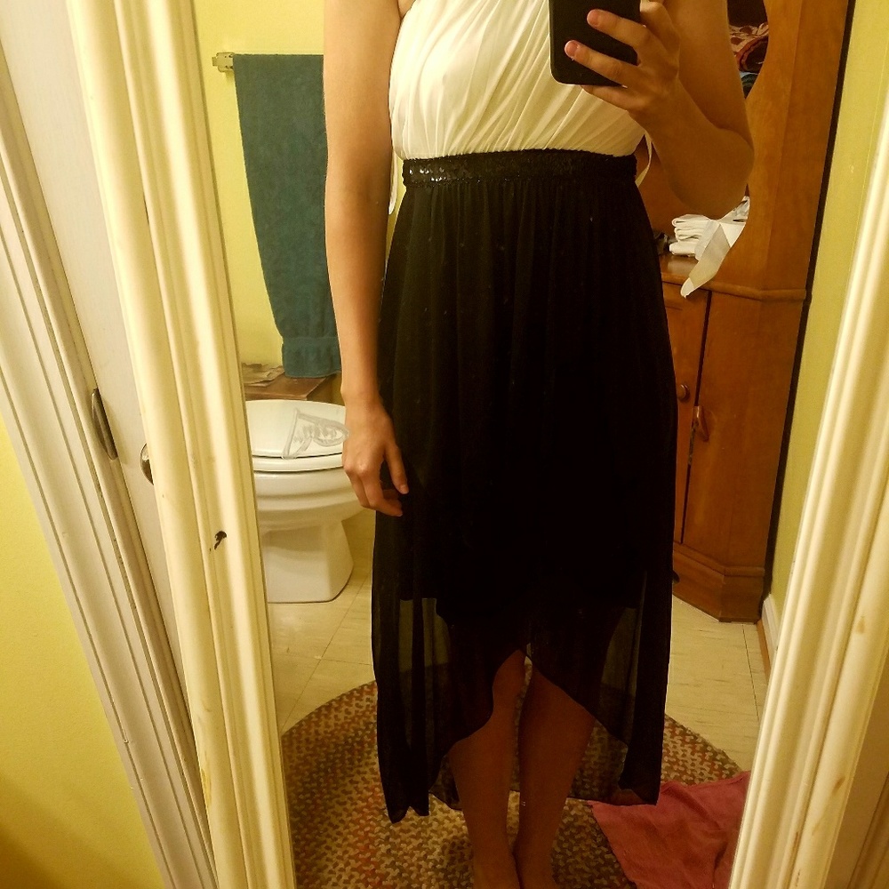 Black and white high low dress